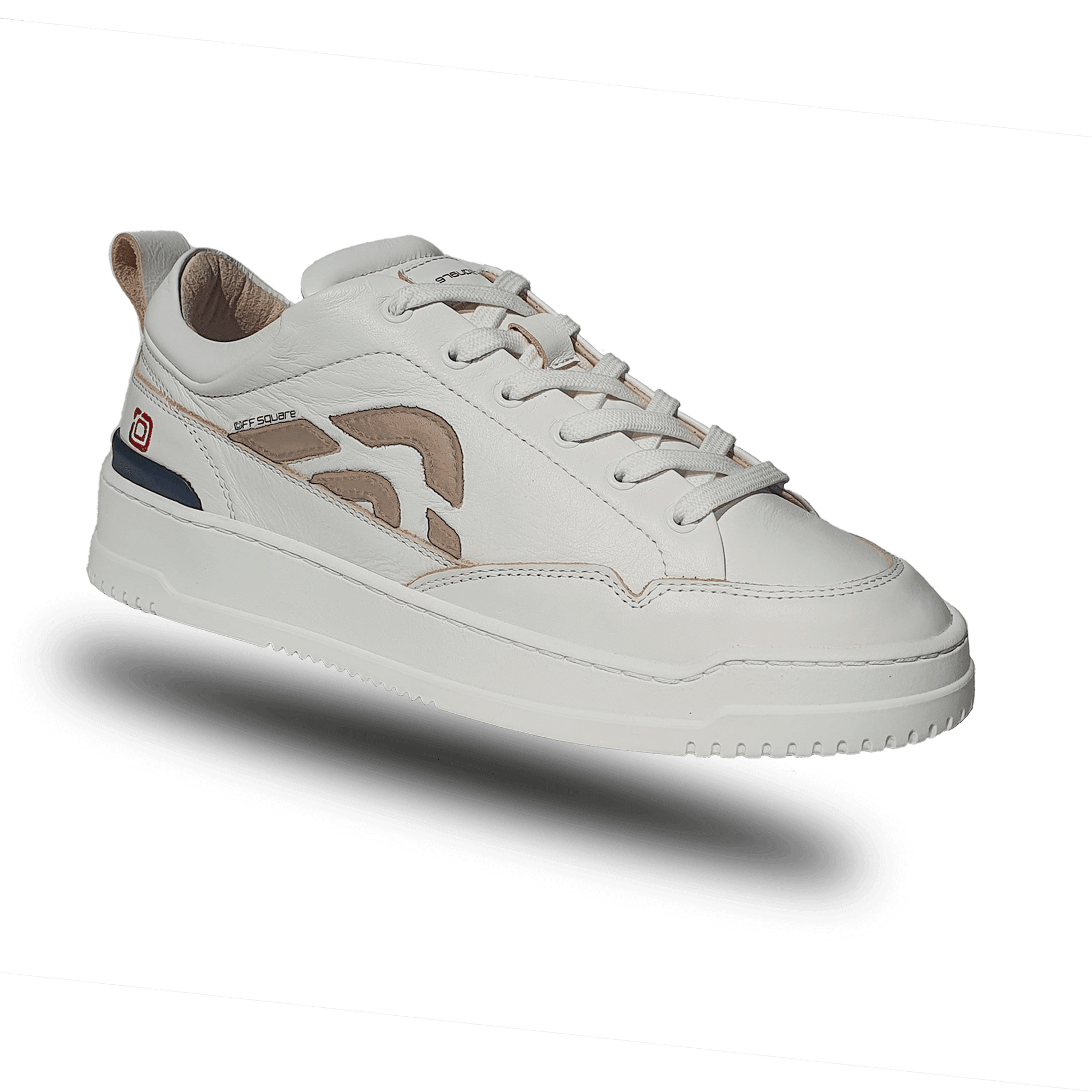 Off-Square duurzame witte unisex sneaker met beige logo