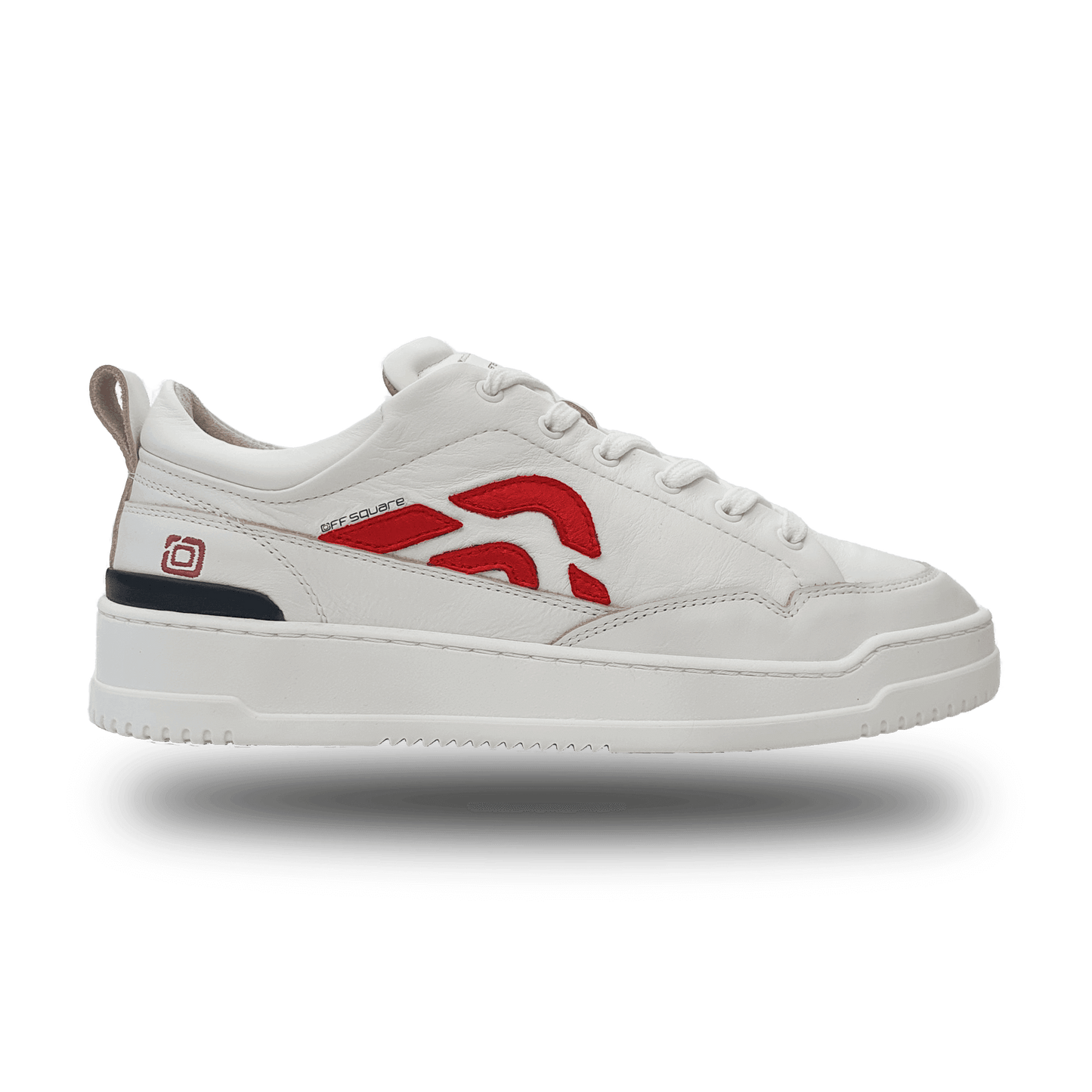 Off-Square duurzame witte unisex sneaker met rood logo