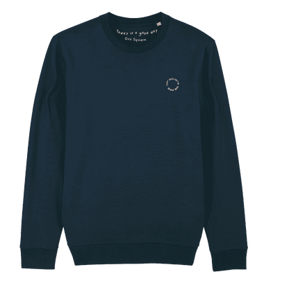 BIOKATOEN Unisex Sweater with Off Square Round Logo Basic blauw